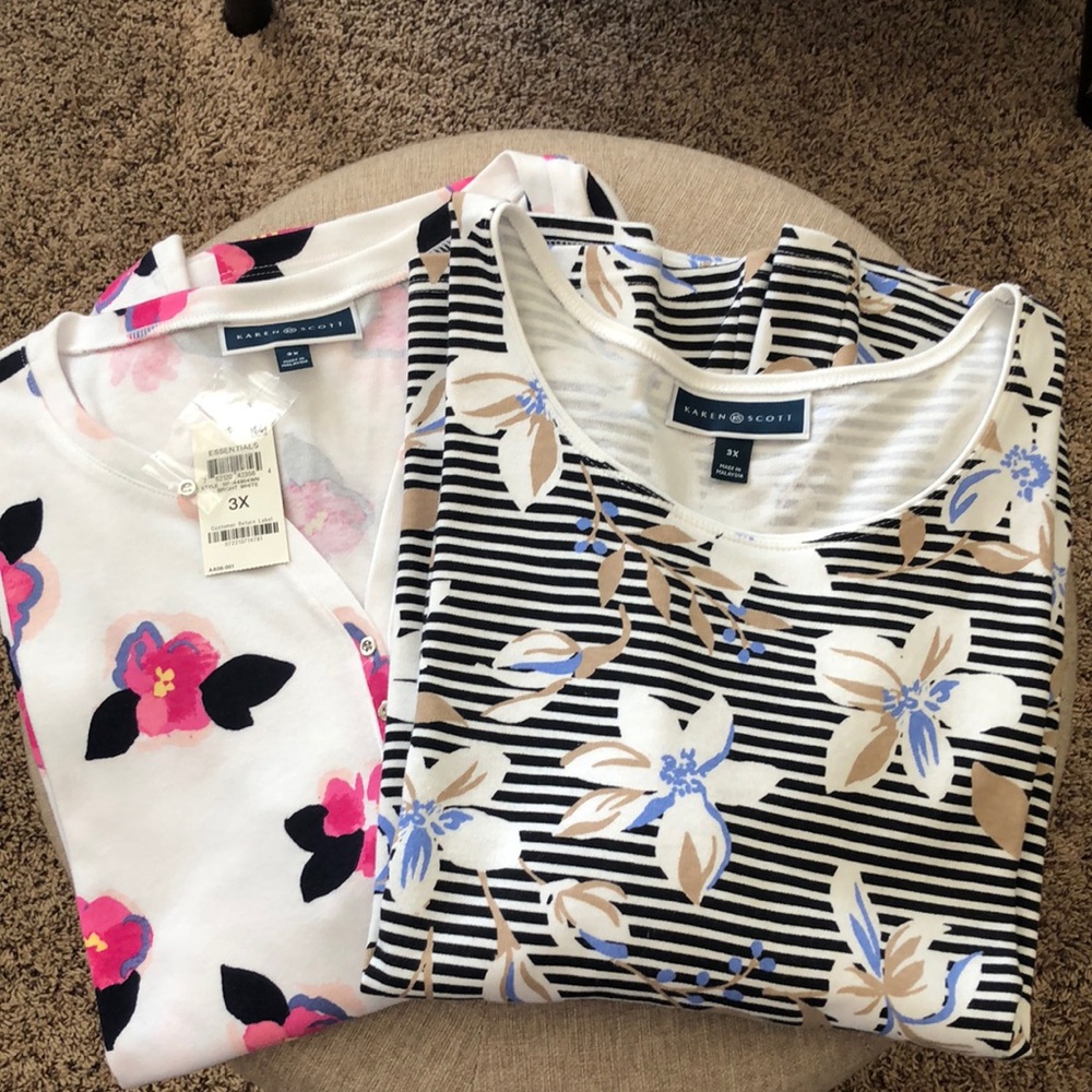Bundle of Two Karen Scott Tops—1 NWT / 1 Like New Condition—Size 3x